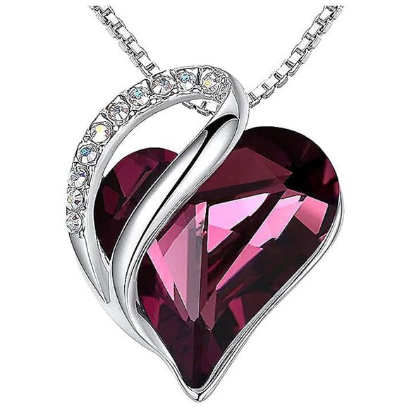 Necklaces for Women, Infinity Love Heart , February-Amethyst Pink